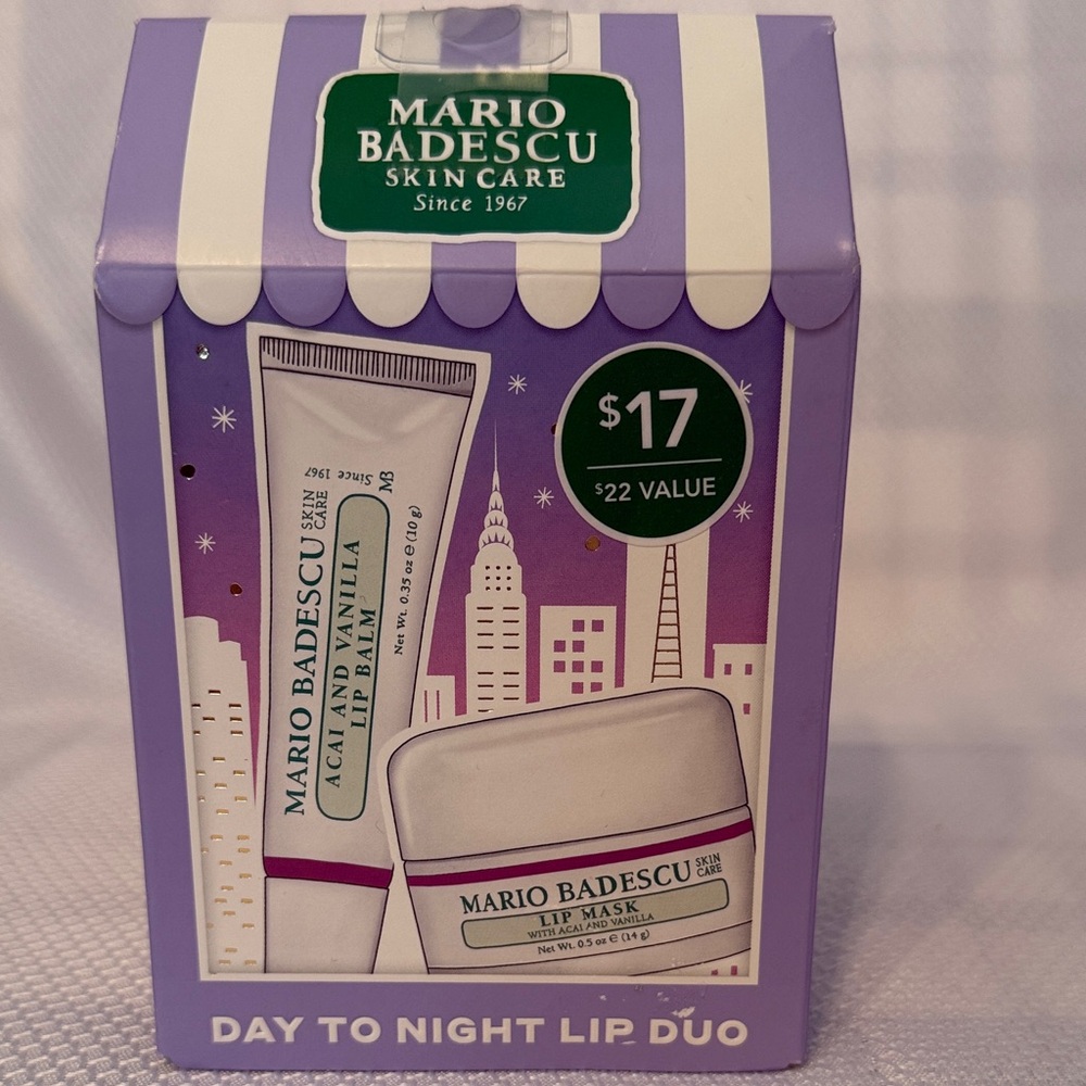 Mario Badescu Day to Night Lip Duo Acai and Vanilla Lip Balm and Lip‎ Mask Set